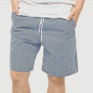 Banana Republic Men's Seersucker Easy Shorts Navy and White Stripe Skateboarder